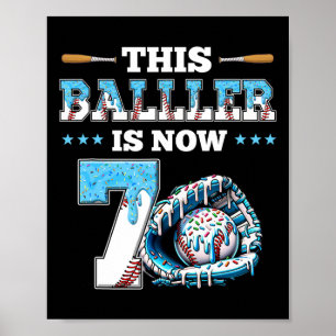 Bysebyll Drip 7. Geburtstagsfeier Junge Sport Fan Poster