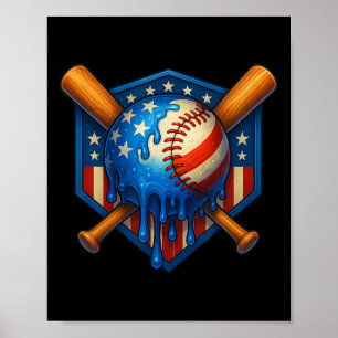 Bysebyll Drip Eiscreme Jungen 4. Juli Amerikanisch Poster