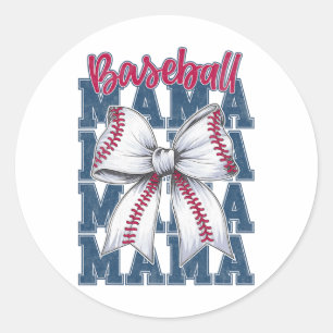 Bysebyll Mama Coquette Bow Game Day Bysebyll Mama Runder Aufkleber