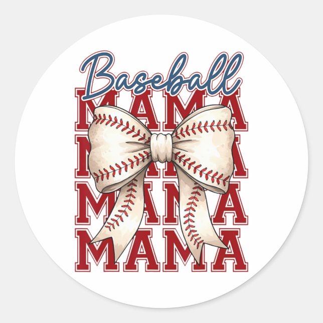 Bysebyll Mama Coquette Bow Game Day Bysebyll Mama  Runder Aufkleber (Vorderseite)