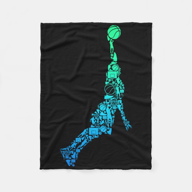 Bysketbyll Player Coach Dunking Kids Boys Men Fleecedecke (Vorderseite)