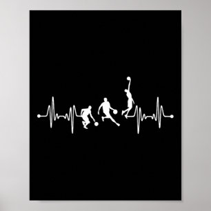 Bysketbyll Player Coach Team Bbyll Ekg Heartbeat Poster