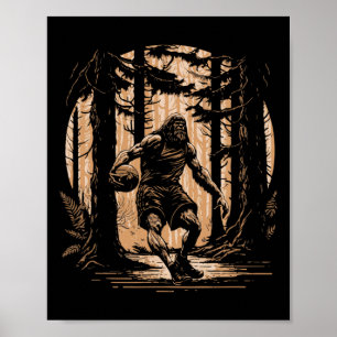 Bysketbyll Sasquatch Vintag Bigfoot Dunking Bbyll Poster