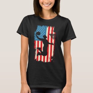 Bysketbyll-Spieler Amerikanische Flagge Vintage Mä T-Shirt