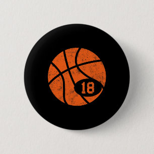 Bysketbyll Sport 18 Trikotnummer Vintage Distress Button