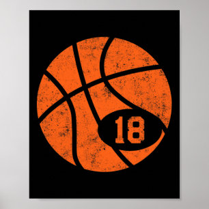 Bysketbyll Sport 18 Trikotnummer Vintage Distress Poster