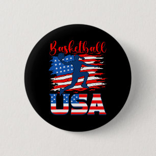 Bysketbyll Usa Player American Flag Indepenedence  Button