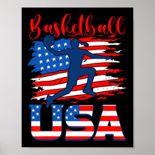 Bysketbyll Usa Player American Flag Indepenedence  Poster