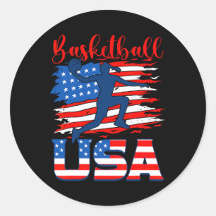 Bysketbyll Usa Player American Flag Indepenedence Runder Aufkleber
