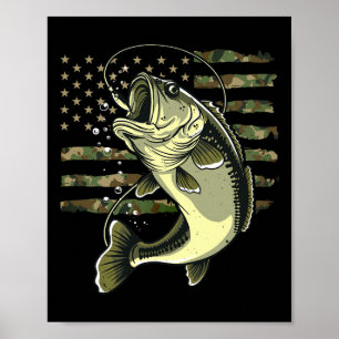 Byss Fish Fishing Usa Amerikanische Flagge Tarnung Poster