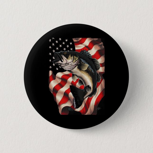 Byss Fishing Amerikanische Flagge 4. Juli Für Fisc Button (Vorderseite)