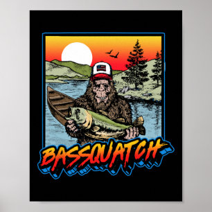 Byssquatch! Lustiger Byss-Angler Sasquatch Retro 8 Poster