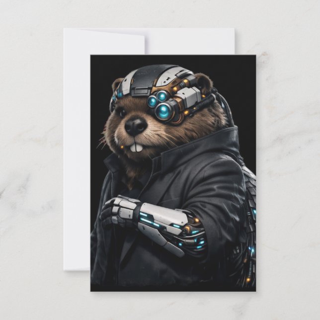 Byte Beaver Hochzeitskarte RSVP Karte (Vorderseite)