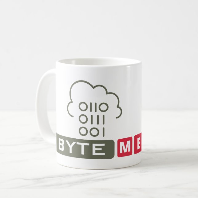 BYTE ME - PROGRAMMIERENDER NERD KAFFEETASSE (Vorderseite Links)
