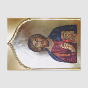 Byzantinische Art-Ikone von Christus Pantocrator Seidenpapier