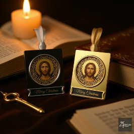 Byzantinische Christus-Ikone - Jesus Banner-Ornament Gold