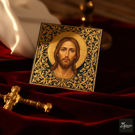 Byzantinische Christus-Ikone - Jesus Begleitkarte