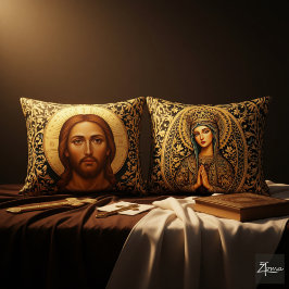 Byzantinische Christus-Ikone - Jesus Dekokissen