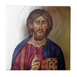 Byzantinische Ikone von Christus Pantocrator Fliese