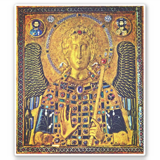 Byzantinische Ikone von St. Michael Aufkleber (Vorderseite)