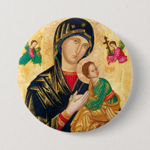 Byzantinische Jungfrau Maria und Kindersymbol Button