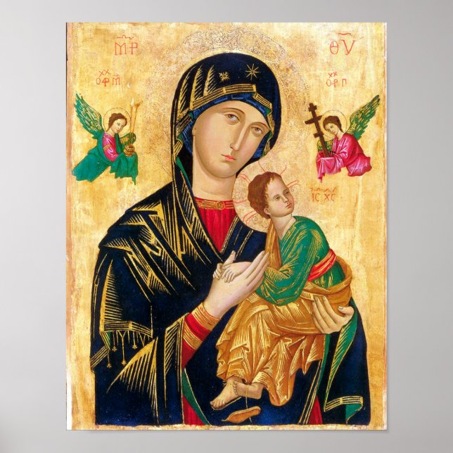 Byzantinische Jungfrau Maria und Kindersymbol Poster (Vorne)