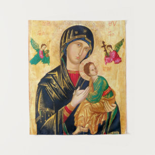 Byzantinische Jungfrau Mary and Child Icon Weihnac Wandteppich