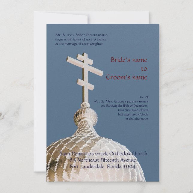 Byzantinische Kirchen-Hochzeit Einladung (Vorderseite)