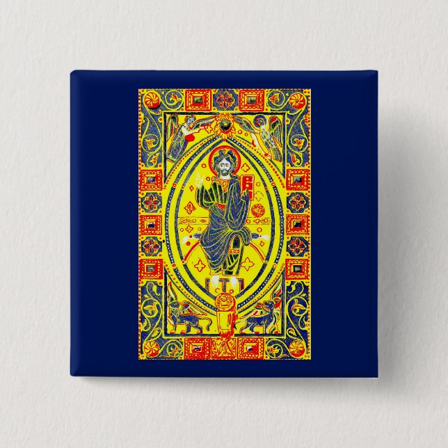 Byzantinische Volkskunst Jesus Button (Vorderseite)