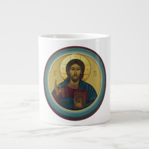Byzantinischer Christus Pantokrator runde Mosaikku Jumbo-Tasse