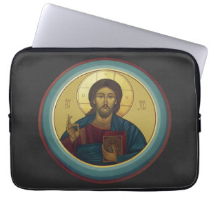 Byzantinischer Christus Pantokrator runde Mosaikku Laptopschutzhülle