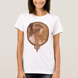 Byzantinischer Kopf Alphonse Mucha, das brünette T-Shirt