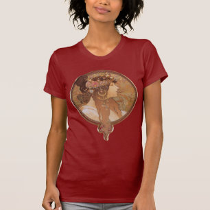 Byzantinischer Kopf Alphonse Mucha, das brünette T-Shirt