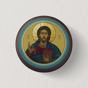 Byzantinisches Christus Pantokrator Rundmosaik Kun Button