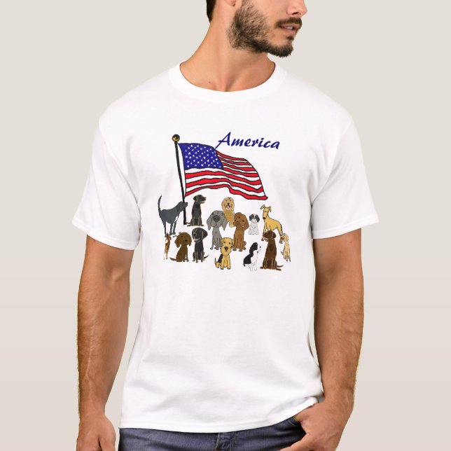 BZ, Flaggen und Welpen-Amerikaner-Shirt T-Shirt (Vorderseite)