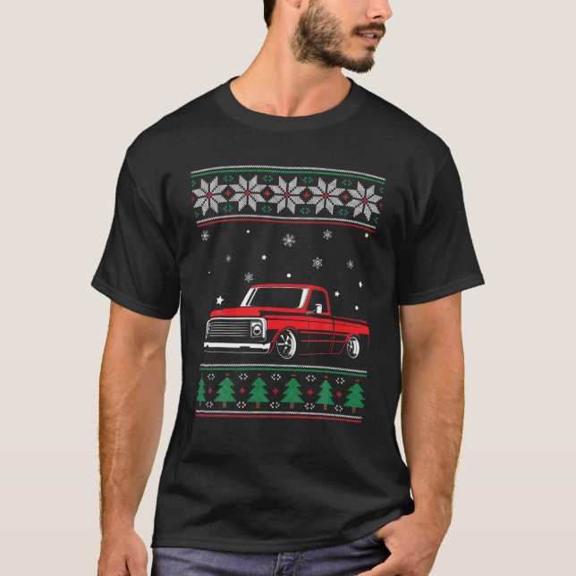 C10 Lkw Ugly Weihnachten Slammed Lowrider fallen g T-Shirt (Vorderseite)