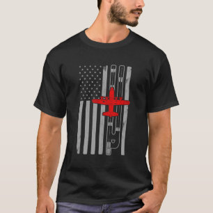 C130 Hercules Gunship Airplane American Flag Runwa T-Shirt