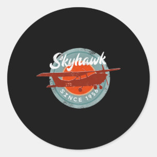 C172 Skyhawk Vintage Retro Flugzeug Fliegender Pil Runder Aufkleber