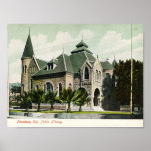 c1910 öffentliche Bibliothek, Pasadena, CA Poster