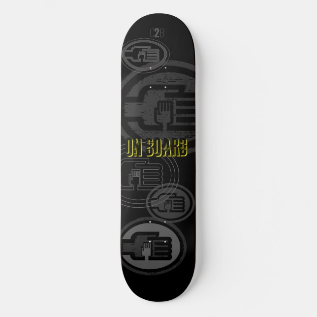 C2B: AN BORD 8 1/2" Schwarze Skateboarddecke Skateboard (Vorderseite)