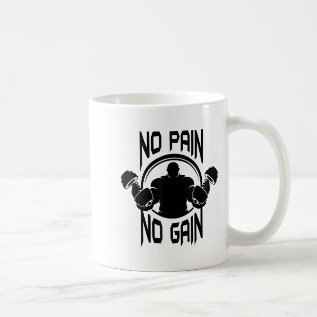 C386 No Pain No Gain Gym Workout Fitness Motivatio Kaffeetasse (Rechts)