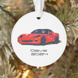 C6 Corvette Sportwagen Red Hand Zeichnung Sketch Ornament