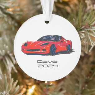 C6 Corvette Sportwagen Red Hand Zeichnung Sketch Ornament