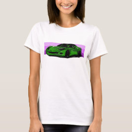 C6 Helle grüne Korvette Sportscar Pink Streifen T-Shirt