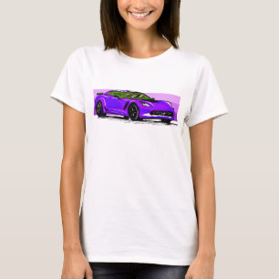 C7 Lila Corvette Sportscar mit rosa Streifen T-Shirt