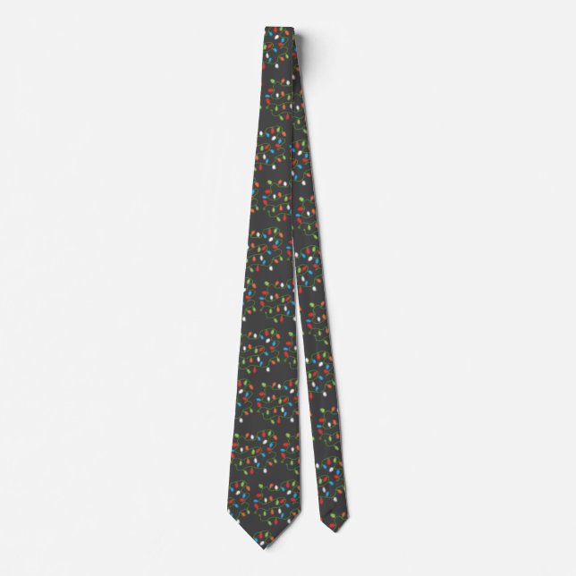 C7 Weihnachtsleuchten Neck Tie (Dunkelgrau & Multi Krawatte (Vorderseite)
