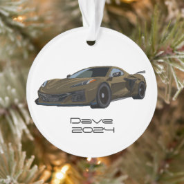 C8 Corvette Sportwagen Bronze Braun Handgezeichnet Ornament