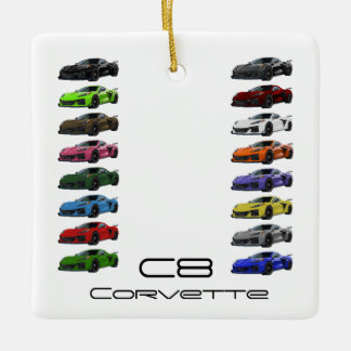 C8 Corvette Sportwagen Handgezeichnete Skizzenfarb Keramikornament