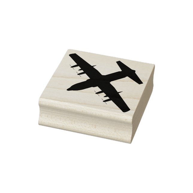 C-130 Hercules Airlift Flugzeug Top View Holz Brie Gummistempel (Stempel)
