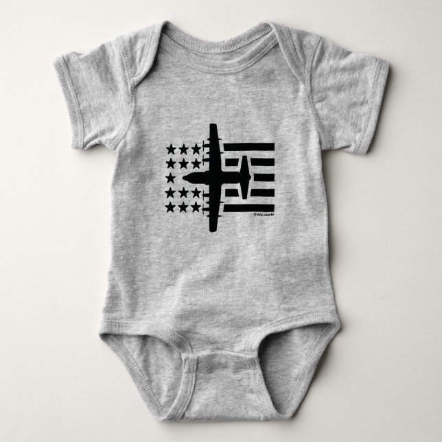 C-130 Hercules Black Jet US Flagge Baby Strampler (Vorderseite)